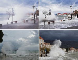 Višemetarski valovi i velika plima poplavili rive – Omiš pod morem