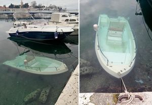 NEPAŽNJA KOJA KOŠTA Potopljena brodica u zadarskim Jazinama danima leži na dnu