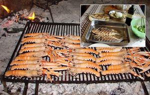 Orade i škampi s gradela, mladi sir sa začinima i domaća pašteta od tune