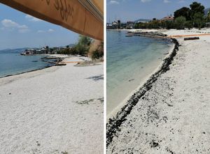 Kaštelanska plaža prazna zbog posljedica požara u marini