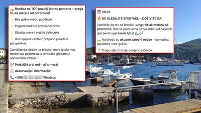 U Veloj Luci naplaćuju čak i pogled na pozornicu s mora, nazvali smo oglas: "Ja to radim za prijatelja, nisam znao da je ilegalno..."