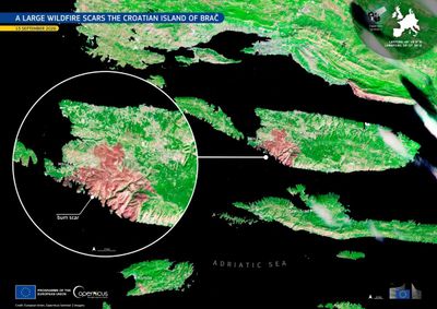 OGROMAN OŽILJAK Satelitske snimke otkrivaju razmjere goleme štete od požara na Braču