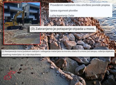 "BARBARI! SRAM IH BILO!" Bagerima sipaju otpad u more, a reakcija inspektorice suprotna s dva zakona, razbjesnila Sukošan: "Kako je ovo moguće?"