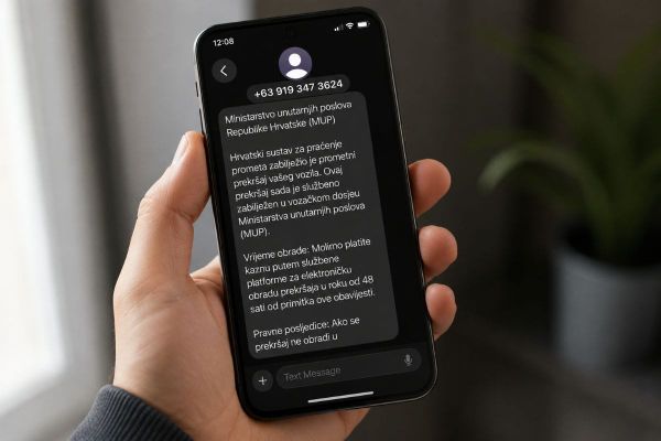 UPOZORENJE Ukoliko vam stigne ovakva poruka koju navodno šalje prometna policija nipošto ne otvarajte - radi se o prevari!