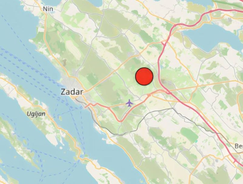 Ovdje je bio epicentar potresa koji se osjetio u Zadru