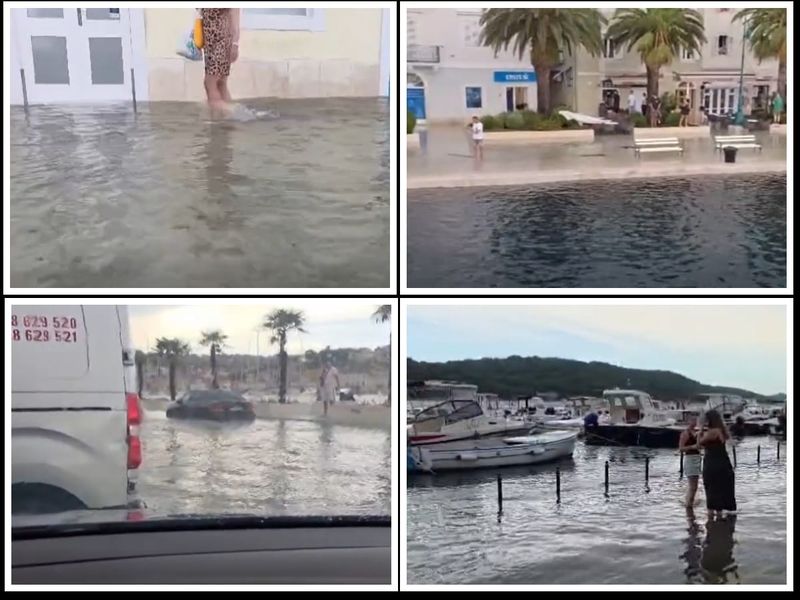 POTOP U MALOM LOŠINJU Riva poplavila, nastala panika, more se diglo u nekoliko sekundi! Grad: "Ljudi su se već navikli"