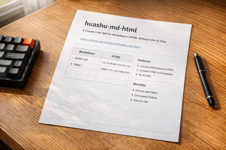 huashu-md-html: A Claude Code Skill for Markdown↔HTML Without the AI Slop