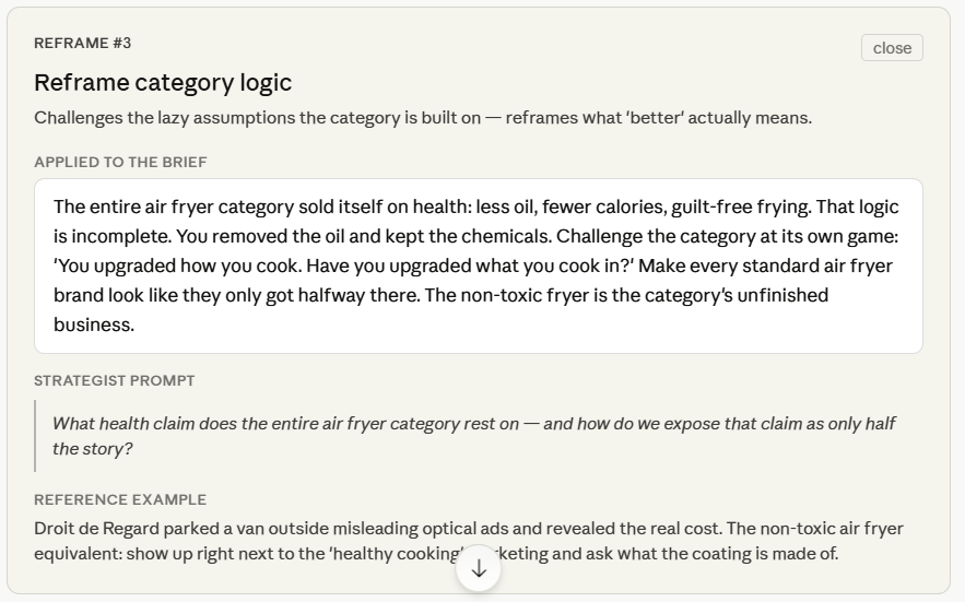 Reframe #3 — Category Logic Blow up the assumption that air frying is already the healthy option.