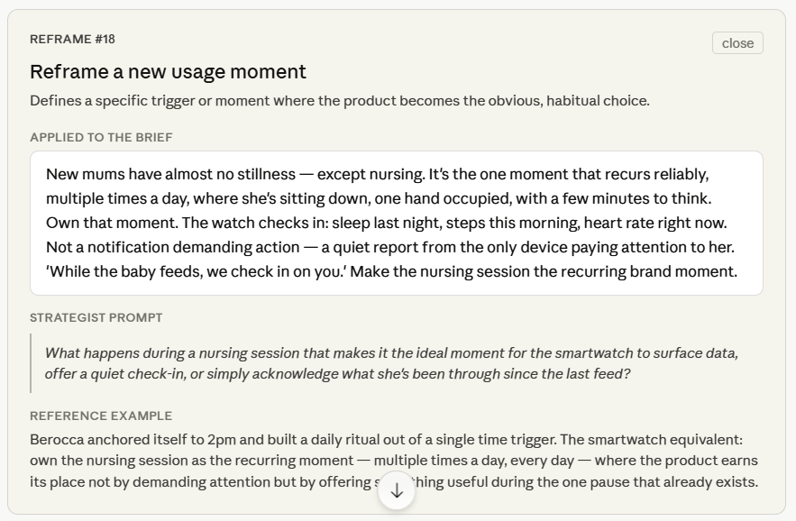 Reframe a New Usage Moment (#18) Own the nursing session. The one moment she's sitting still.