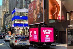 Goodwipes turns a rival's Times Square billboard into its set-up