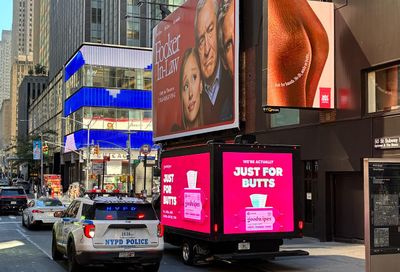 Goodwipes turns a rival's Times Square billboard into its set-up