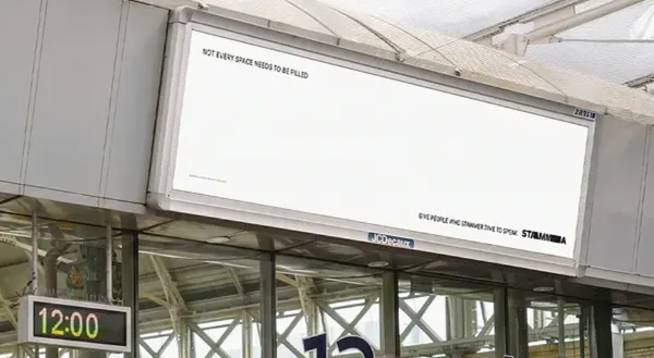 STAMMA leaves most of its billboards blank to show why silence matters