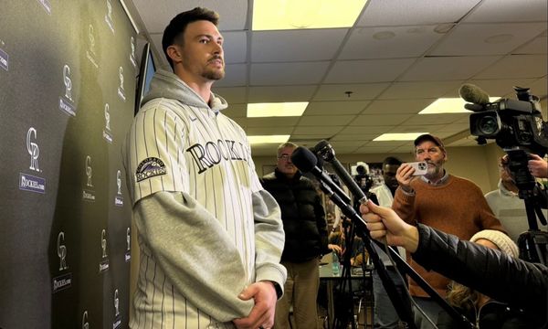 Brenton Doyle answers questions from media.