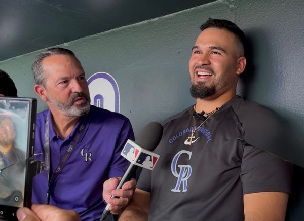 Antonio Senzatela speaks to media after learning he had been traded to the Milwaukee Brewers.