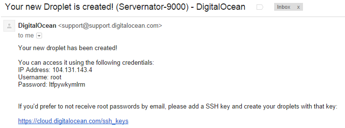 DigitalOcean Root Email