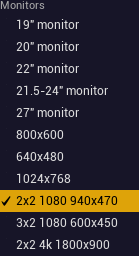 Custom Screen Sizes listed in the dropdown.