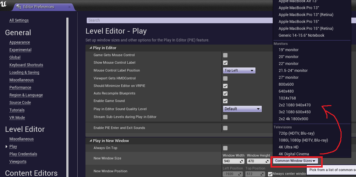 Easily switch PIE resolutions