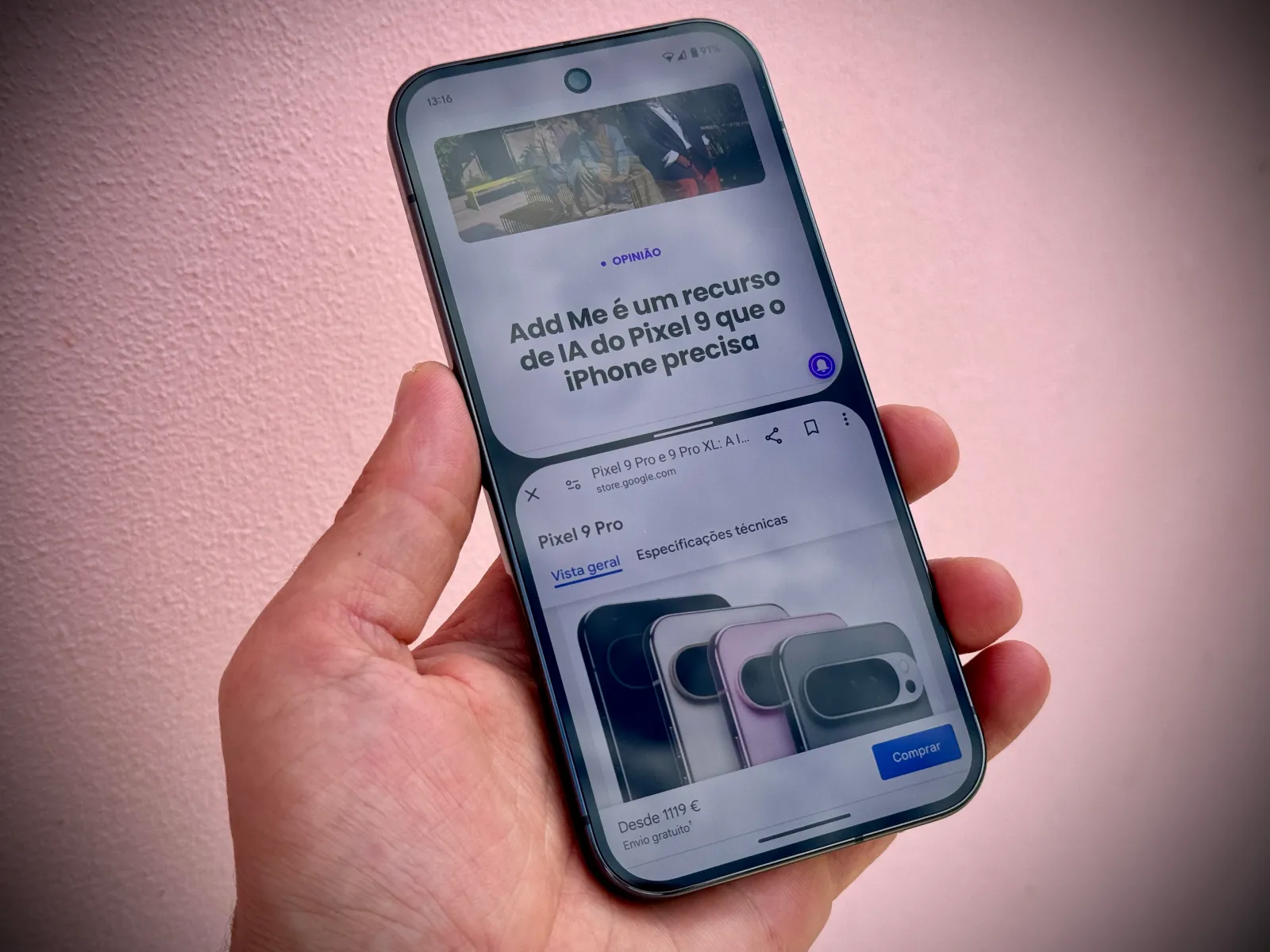 O ecrã dividido no Pixel 9 Pro permite ter duas apps abertas em simultâneo