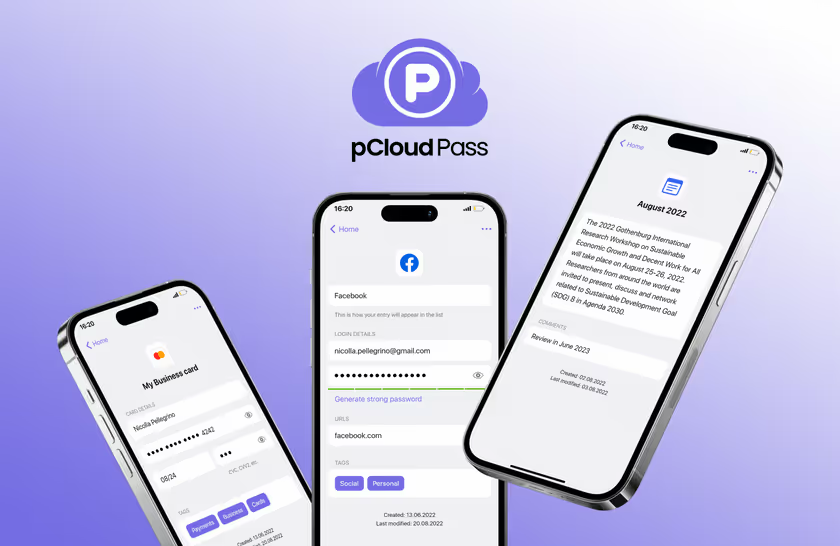 Garante a segurança das tuas passwords com o pCloud Pass