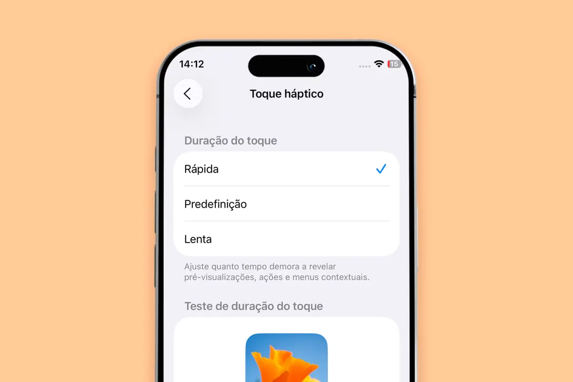 Acelera a resposta do toque prolongado no iPhone