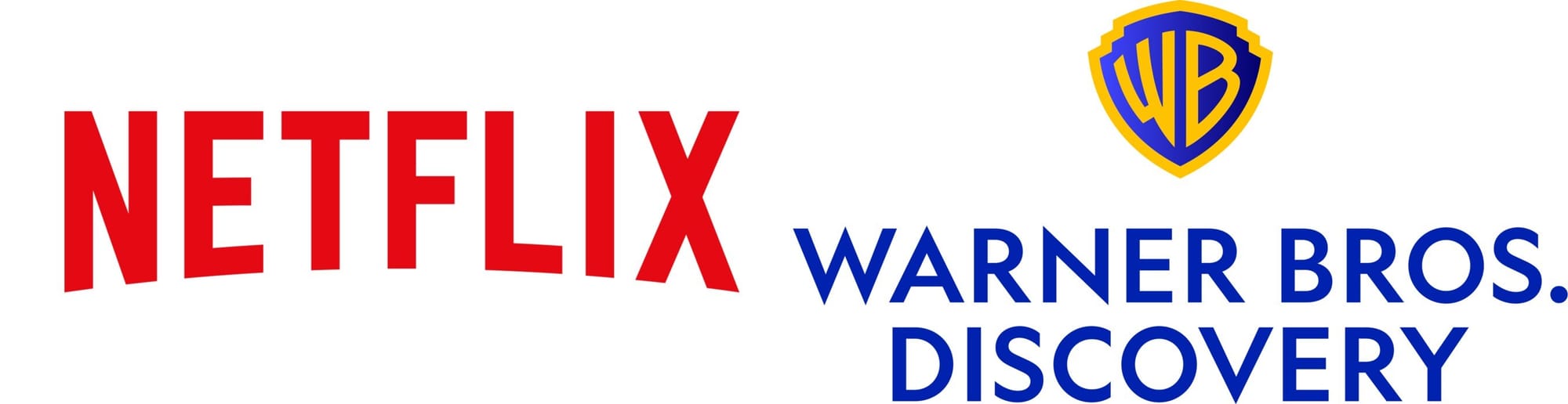 netflix logo on the left, warner bros discovery logo on the right