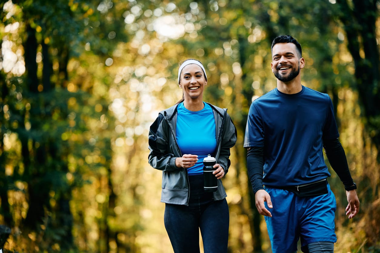 A couple with vitality, focused on wellness, with glowing, healthy skin