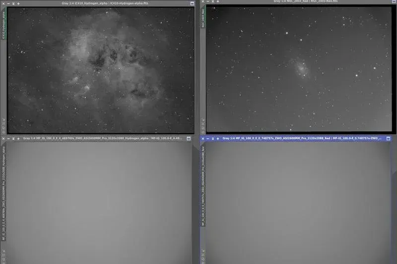 Narrowband vs broadband flats comparison with focal reducer