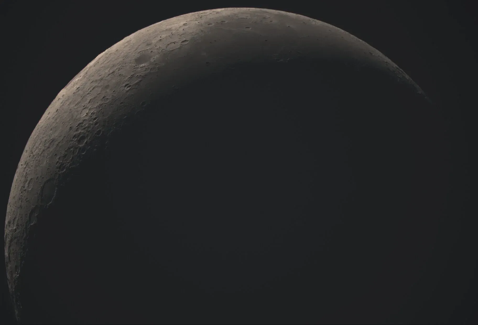  The moon at dawn. I snapped this real quick about 6:00am one morning when I got up to shoot some flats for the nights imaging session. This was a single L R G B set of frames stuck together with no processing. It has a very nice low contrast yet detailed look. 