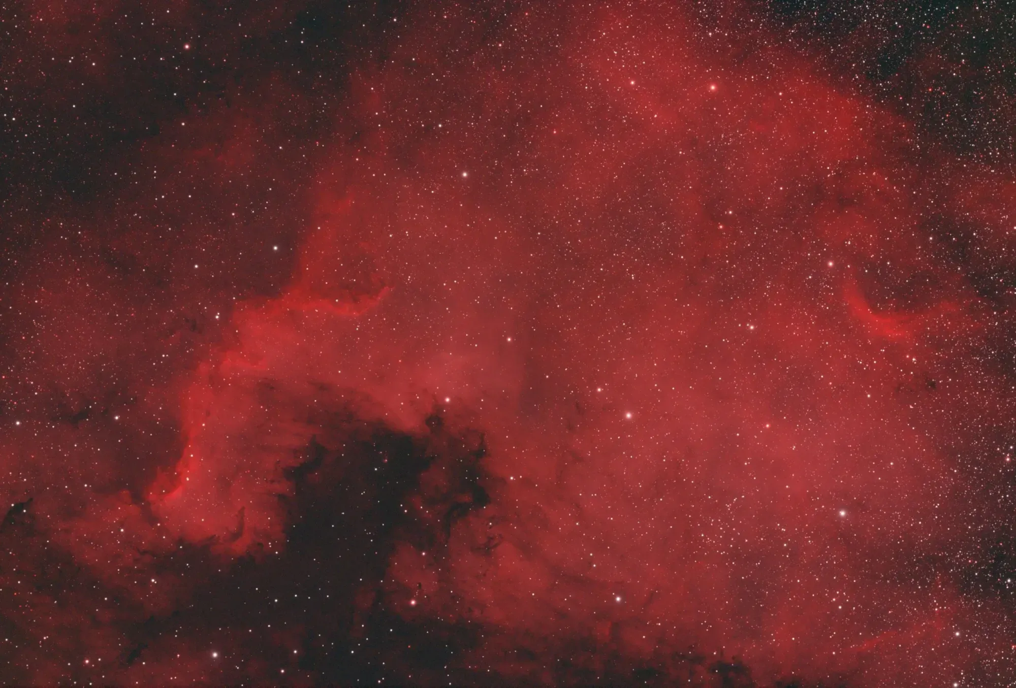  Close to 5 hours using the ZWO Duo-Band filter. This is what your image will look like if processed without any enhancement, right off the camera. 