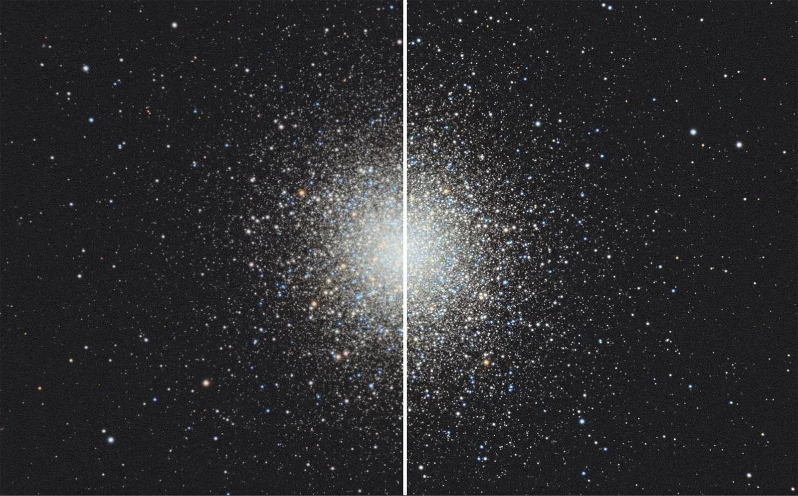  This image uses PixInsights unsharp mask tool to enhance the image on the right hand side.  