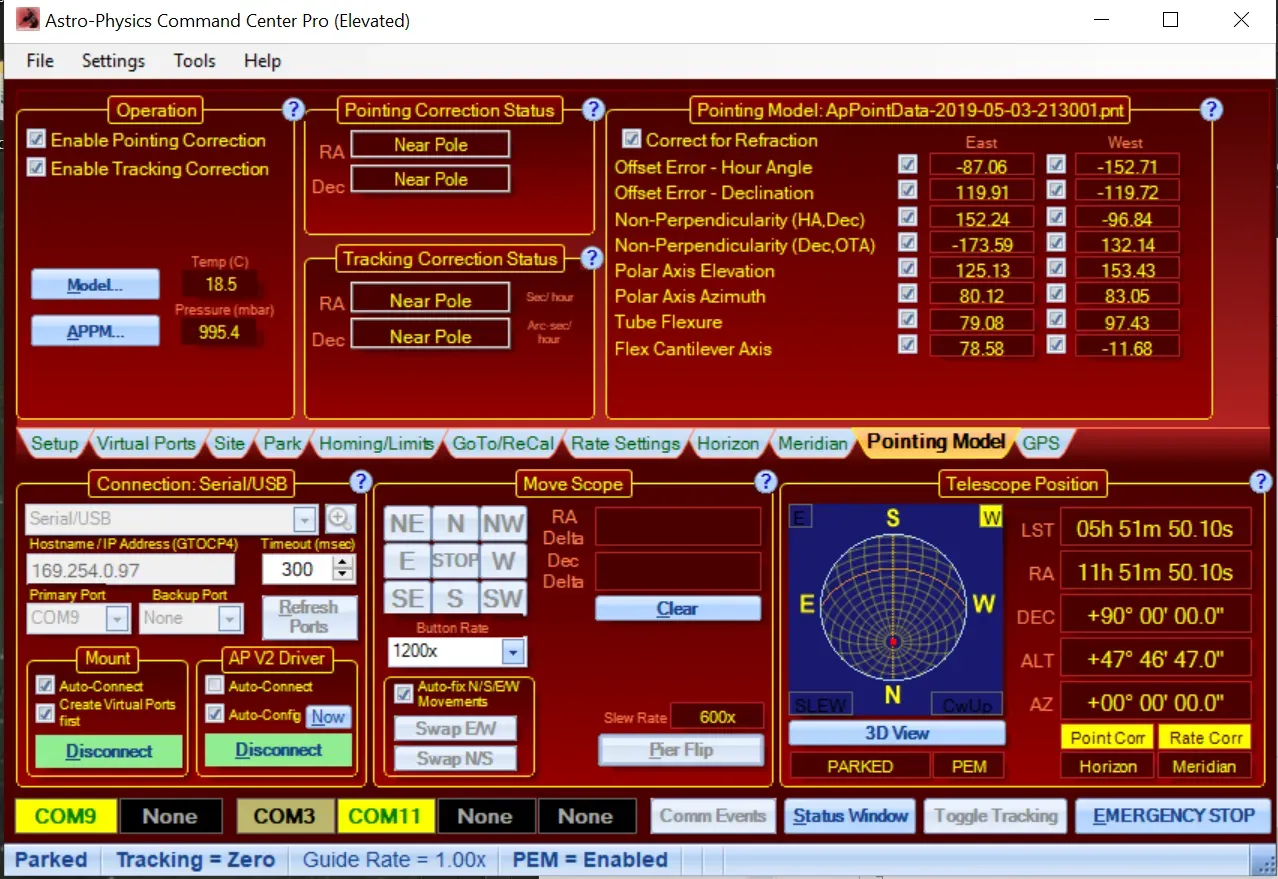  APCC, Astro-Physics Command Center software. 