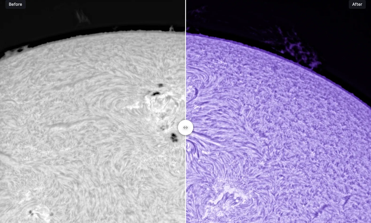 The Sun in gray and after the calcium K palette in Strata