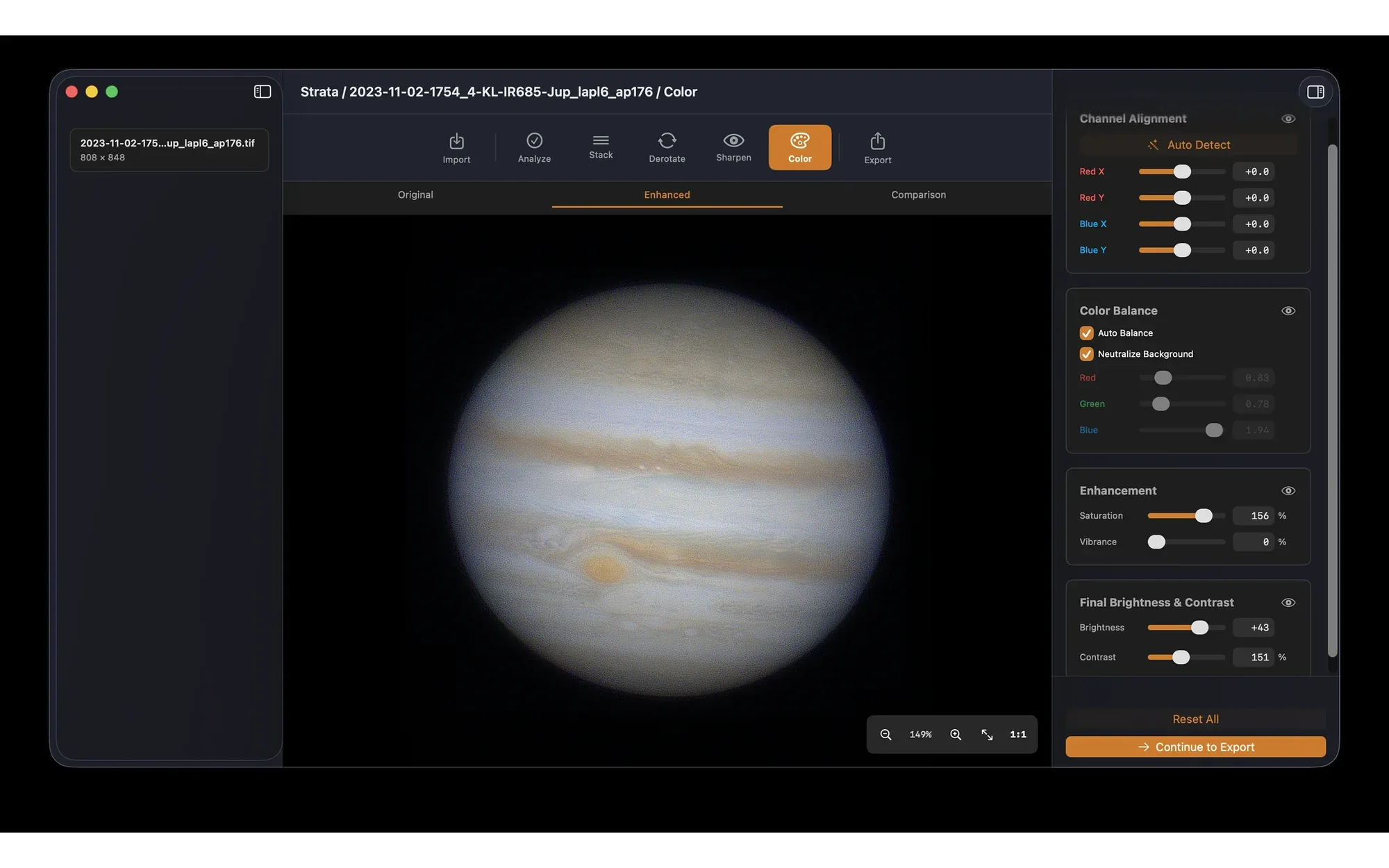 Jupiter in Strata's Color step