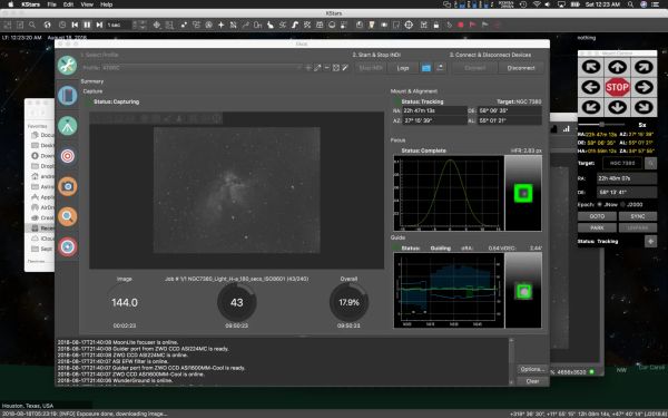Using the EKOS sequencer to capture the Wizard Nebula (NGC7380) on the Mac