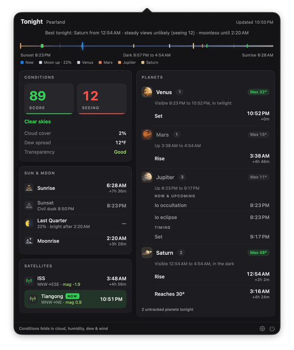 Introducing Transit: Tonight's Astronomical Events, in Your Mac's Menu Bar