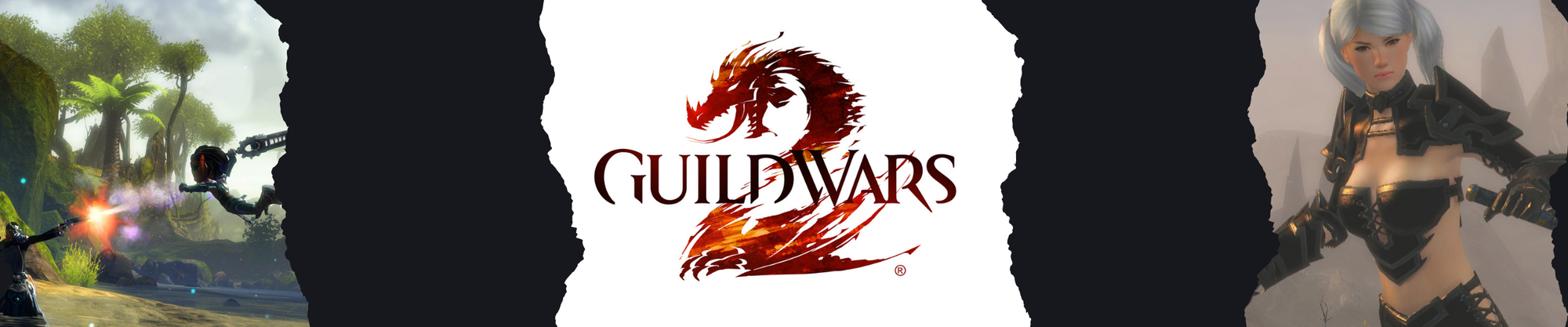 GW2 promotional images with the logo