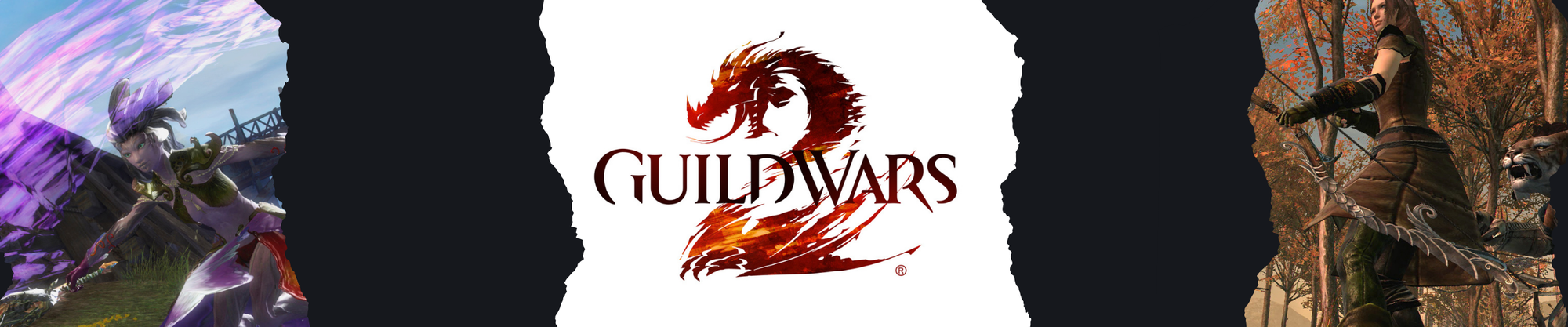 gw2 logo with 2 in game screenshots