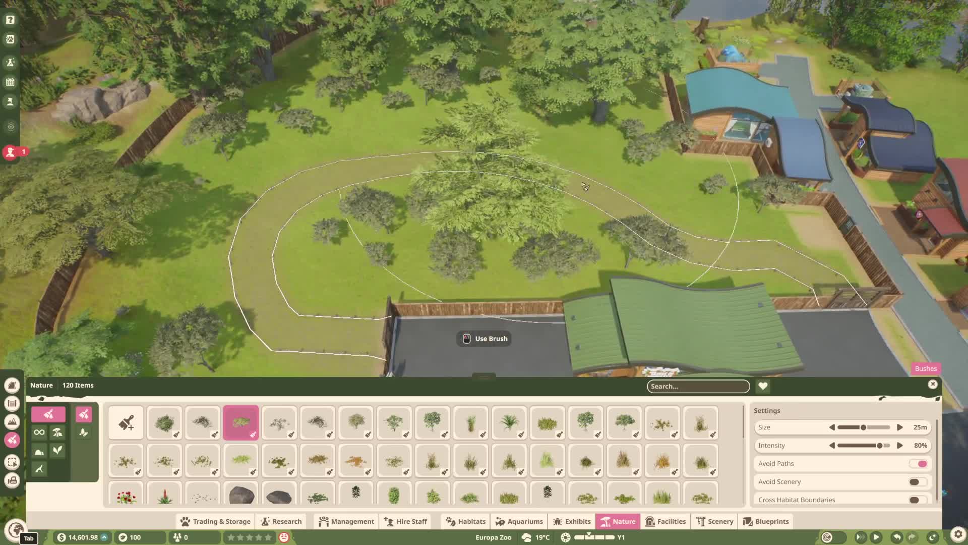 Adding vegetation to a habitat using the Nature brush