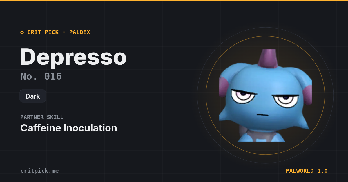 Depresso — Palworld Paldeck No. 016