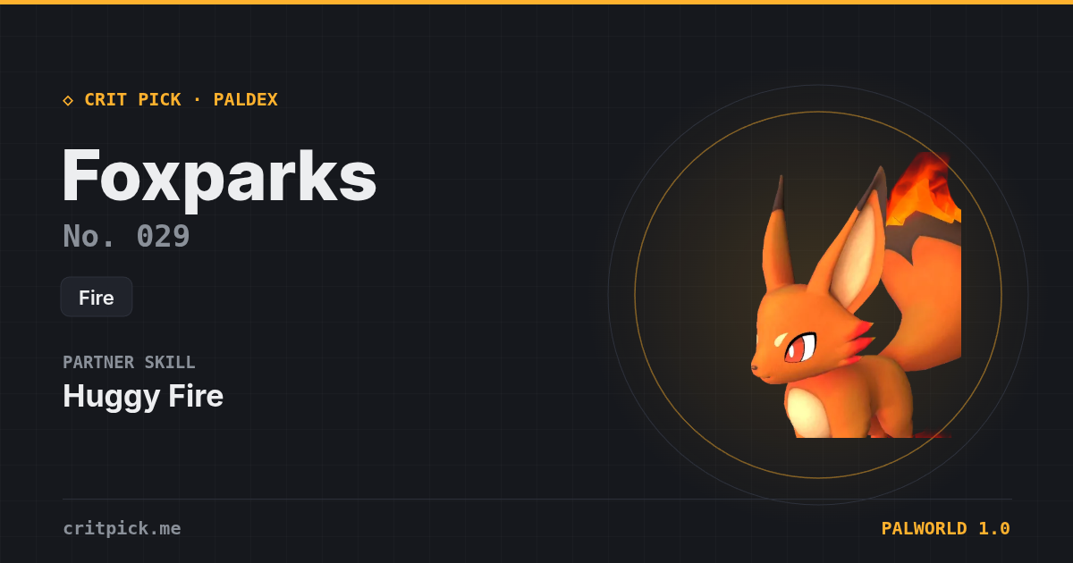 Foxparks — Palworld Paldeck No. 029