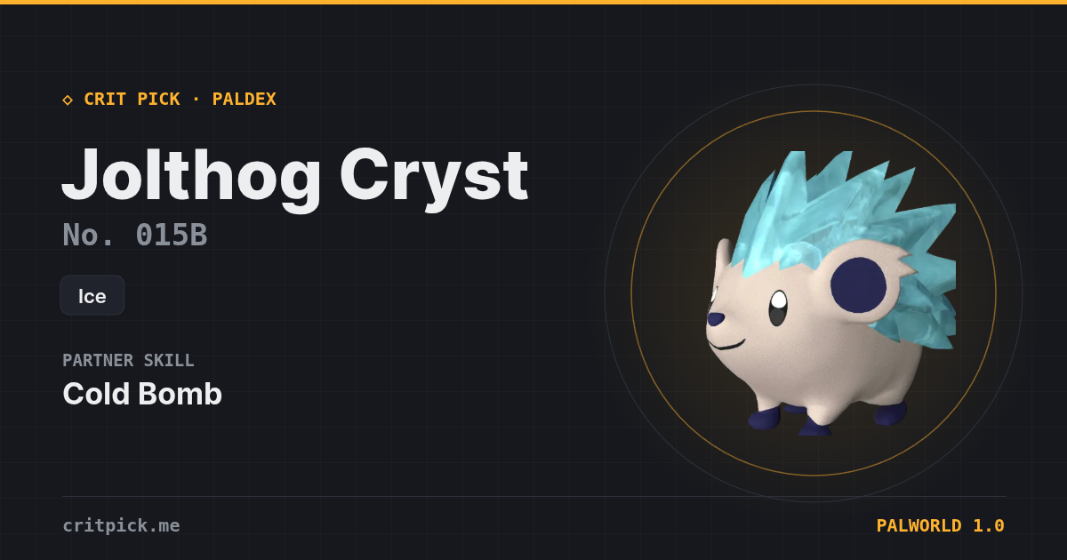 Jolthog Cryst — Palworld Paldeck No. 015B