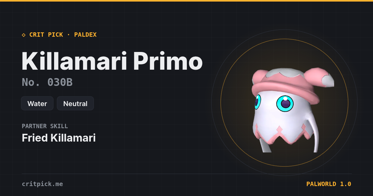 Killamari Primo — Palworld Paldeck No. 030B