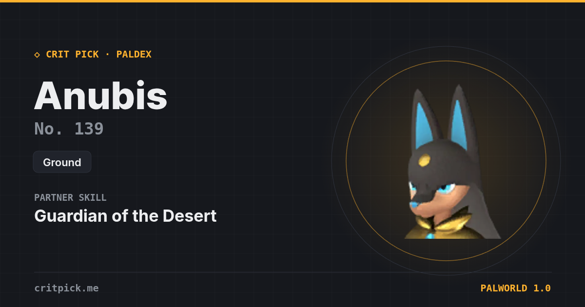 Anubis — Palworld Paldeck No. 139