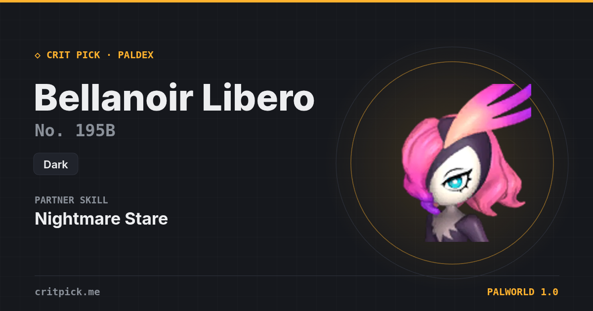 Bellanoir Libero — Palworld Paldeck No. 195B