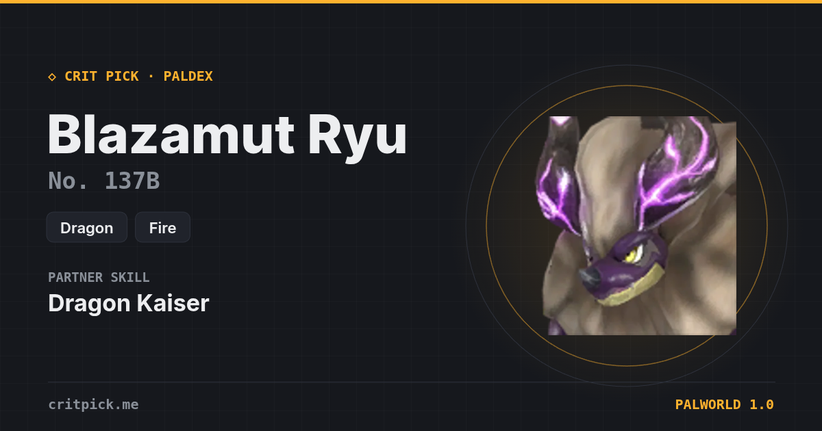 Blazamut Ryu — Palworld Paldeck No. 137B