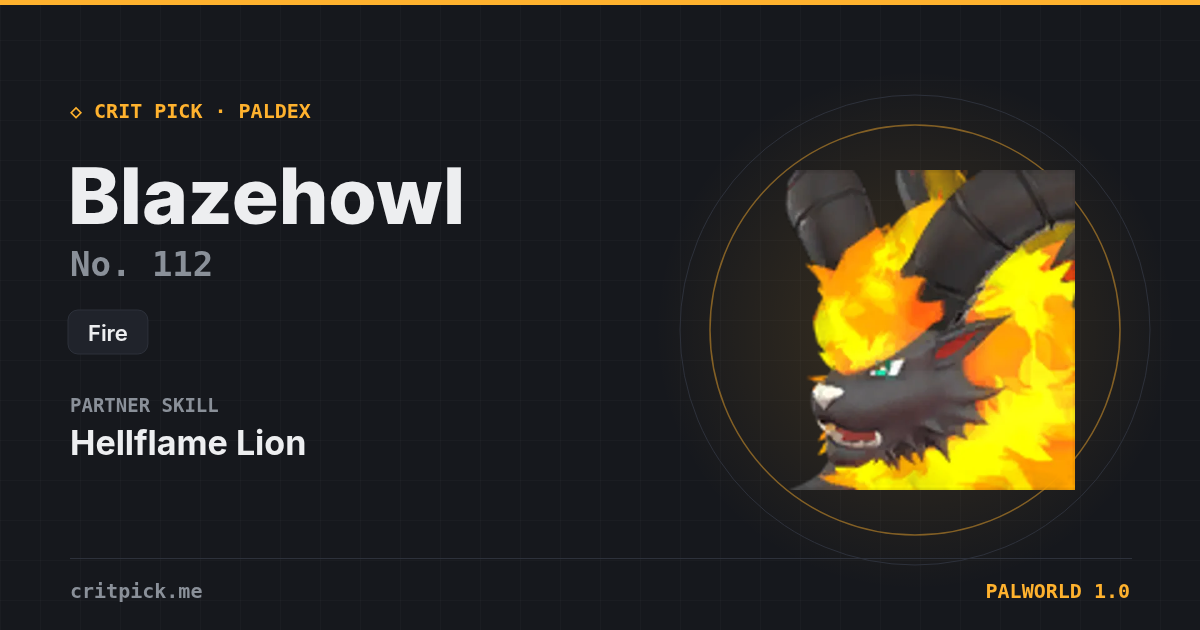 Blazehowl — Palworld Paldeck No. 112