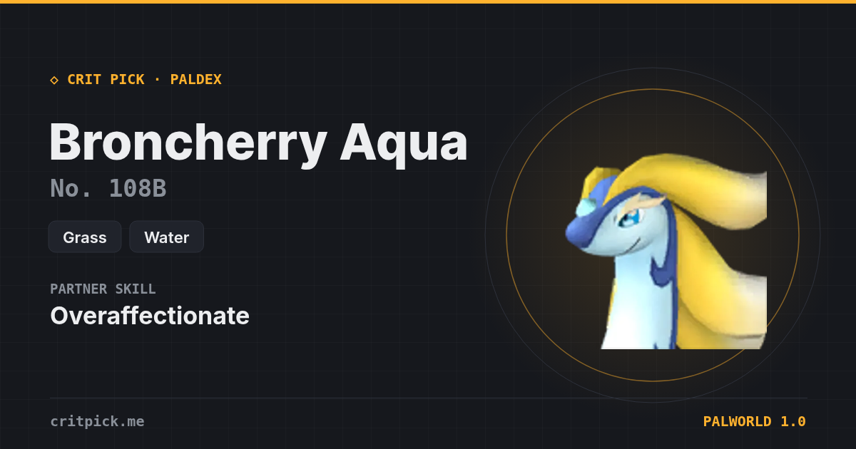 Broncherry Aqua — Palworld Paldeck No. 108B