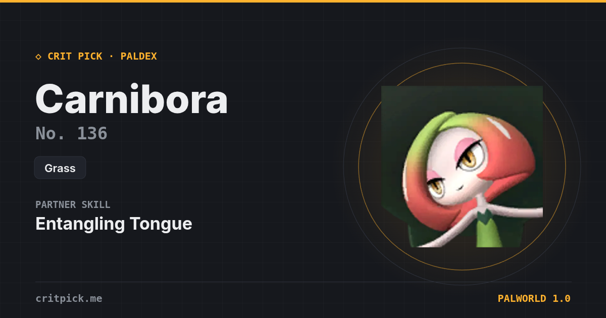 Carnibora — Palworld Paldeck No. 136