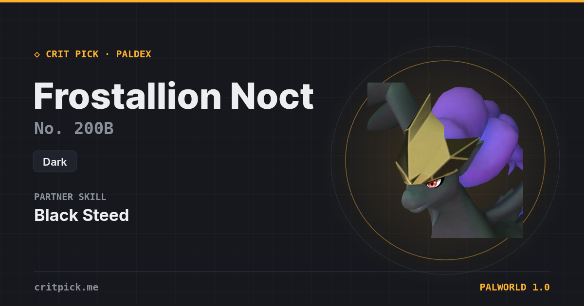 Frostallion Noct — Palworld Paldeck No. 200B