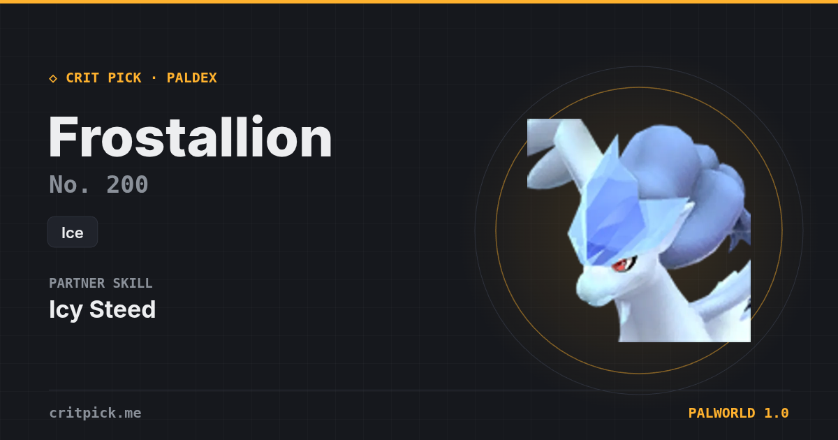 Frostallion — Palworld Paldeck No. 200